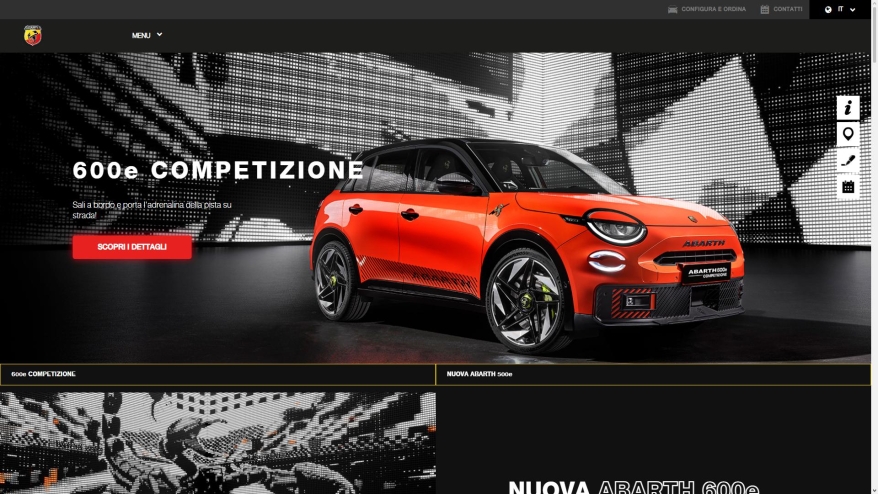 Screenshot of Abarth website